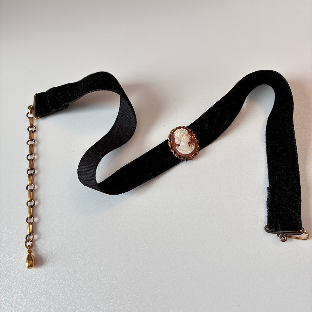 Danecraft Black Velvet Cameo Choker 12K GF Vintage